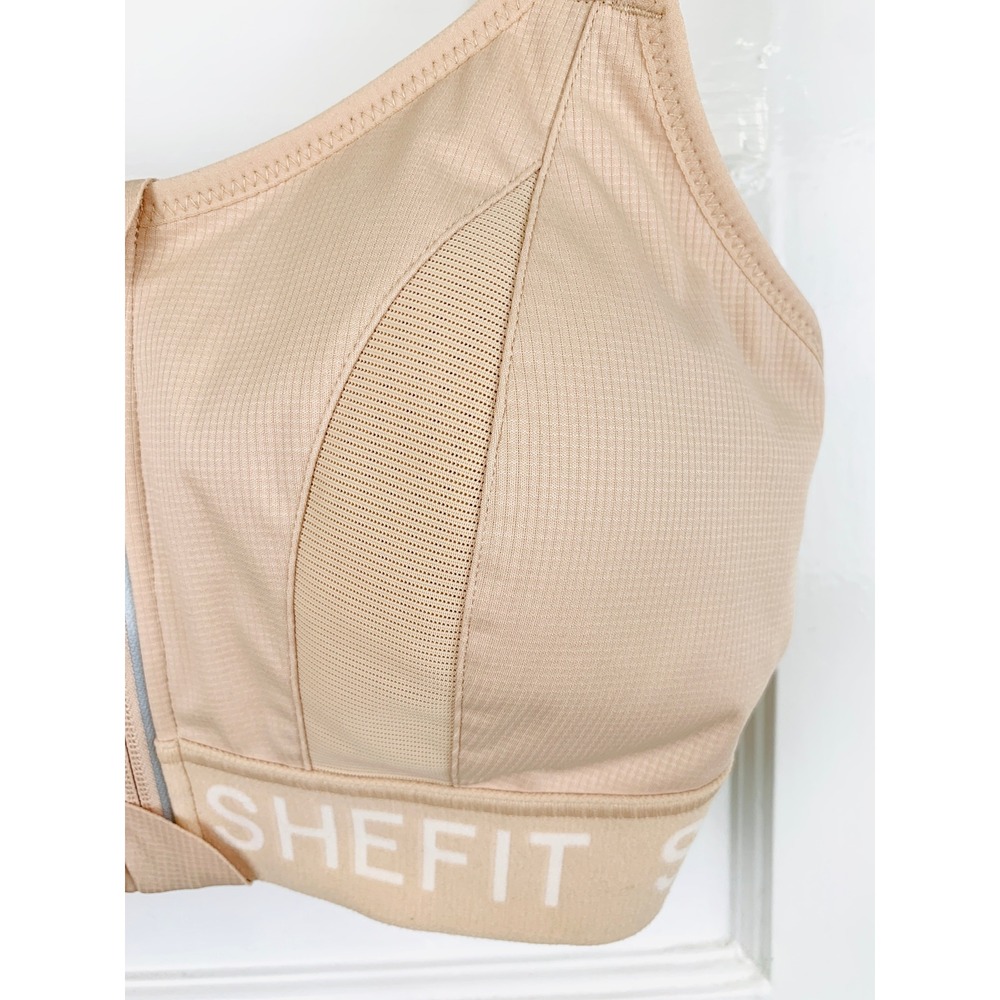 Shefit Ultimate Sports Bra Sandstorm Beige High Impact Front Zip Sz 1 Luxe NWOT - Picture 8 of 16